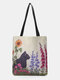 Women Cat lavender Pattern Print Shoulder Bag Handbag Tote - Purple