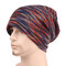 Men Waves Stripe Print Beanies Hat Casual Windproof Warm Bonnet Skullies Hats  - Red