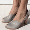 Plus Size Women Peep Toe High Heels Sandals - Gray