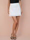Crochet Lace Eyelet Solid Zip Mini Skirt For Women - White