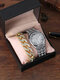 Hip Hop Decorative Dial Waterproof Steel Band Quartz Watch Full Rhinestone Bracelet Set - Silver