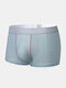 Mens Mesh Breathable Contrast Binding Geo Pattern Waistband Boxer Briefs - Gray