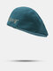 Unisex Knitted Solid Letter Embroidered Anti-wear Vintage Breathable Beret Flat Cap - Peacock Blue