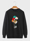 Mens Planet Astronaut Print Crew Neck Pullover Sweatshirts - Black