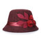Women's Hat Woolen Wedding Hat With Flower - Red