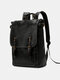 Men Vintage Large Capacity Waterproof Fashion Faux Leather Casual Backpack - Black