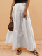 Casual Solid Color Elastic Waist Plus Size A-line Skirt - White