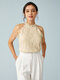 Lace Solid Halter Keyhole Back Sleeveless Tank Top - Apricot