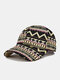 Women Polyester Cotton Overlay Geometric Ethnic Pattern Vintage Sunshade Baseball Cap - Black