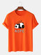 Mens Nope Panda Print 100% Cotton Loose Casual Short Sleeve T-Shirt - Orange