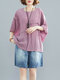 Patchwork Solid Color Half Sleeve Blouse For Women - Pink