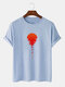 T-shirt a maniche corte in cotone stampato giapponese Red Sun da uomo - Azzurro