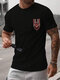 T-shirt à manches courtes et col rond pour homme, imprimé ethnique géométrique, hiver - Noir