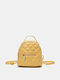 Women Fashion Simple Faux Leather Lattice Pattern Large Capacity Mini Backpack - Yellow
