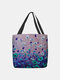 Women Calico Pattern Printing Handbag Shoulder Bag Tote - Blue