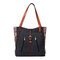 Brenice National Canvas Handbags Vintage Flower Shoulder Bags Multifuntion Backpack - Black