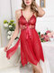 Lace Nightdress Sexy Embroidery Ladies Dress Skirt - Wine Red
