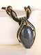 Vintage Drop-shaped Turquoise Pendant Colorful Beaded Winding Chain Necklace - Black