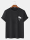 Mens 100% Cotton Coconut Tree Chest Print Holiday Short Sleeve T-Shirts - Black