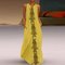 Retro Print Dress V-neck Sleeveless Pocket Dress - Yellow