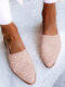 LOSTISY Large Size Comfy Braided Veins Pointed Toe Buckle Backless Flats for Women - Pink