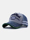 Men Washed Cotton Embroidery Baseball Cap Outdoor Sunshade Adjustable Hats - Navy