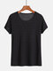 Mens Sleepwear Tops Stripe Short Sleeve O Neck Soft Fabric Loungewear T-shirts - Black