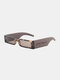 Unisex PC Rectangular Full Frame Wide Legs UV Protection Sunshade Fashion Sunglasses - Coffee