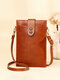 Women Vintage Multi-pocket  PU leather Clutch Bag Card Bag Phone Bag Crossbody Bag - Brown