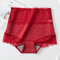 High Waisted Lace Tummy Shaping Cotton Seamless Panties - Wine Red