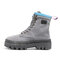 Men Synthetic Suede Non Slip Patchwork Lace Up Work Casual Boots - Gray