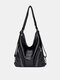 Women Vintage Faux Leather Multi-Carry Backpack Brief Shoudler Bag - Black