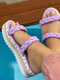 Large Size Women Summer Vacation Casual Comfy Espadrilles Platform Slippers - Purple