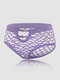 Women Plain Fishnet Stretch See Through Breathable Sexy Panties - Purple