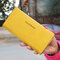 Simple Multi-card Slots Wallet Purse Matte Leather Card Holders Ultra-thin ladies Wallet - Yellow