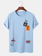 Mens Letter Label Print Crew Neck Daily Short Sleeve T-Shirts - Blue