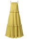 Solid Color Straps Ruffle Plus Size Long Dress for Women - Yellow