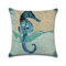 Ocean Octopus Sea House Cangrejo Impreso Funda de cojín de lino de algodón Sofá cuadrado Coche Funda de almohada decorativa - #1