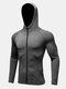 Mens Solid Windproof Super Breathable Zip Front Sports Hooded Jackets - Dark Gray