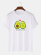 Men 100% Cotton Fun Avocado Printed Casual T-Shirt - White