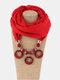 Vintage Rings Geometric-beaded Pendant Solid Color Bali Yarn Resin Scarf Necklace - Red