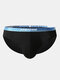 Mens Sexy Underwear Modal Breathable Patchwork Letter Waist Briefs - Black