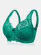 Women Floral Lace Trim See Through Modal Thin Breathable Push Up Bras - Green