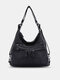 Women Faux Leather Multi-Carry Multi-Pocket Shoulder Bag Crossbody Bags - Black
