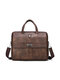 Menico Men's Faux Leather Business Casual Tote Briefcase Crossbody Large Capacity Laptop Bag - Coffee