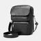 Women Zipper PU Solid Casual Crossbody Bag Shoulder Bag - Black