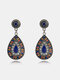 Bohemia Geometric Round Women Earrings Turquoise Drop-Shape Tassel Pendant Earrings Jewelry Gift - #03