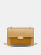Women Faux Leather Fashion Solid Color Chain Frosted Crossbody Bag - Yellow