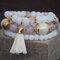 Bohemian Cotton Thread Tassel Pendant Bracelet Handmade Beaded Multi-layer Bracelet - White