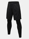 Mens Solid 2-in-1 Quick Dry Breathable Stretch Drawstring Sport Bottoms - Black